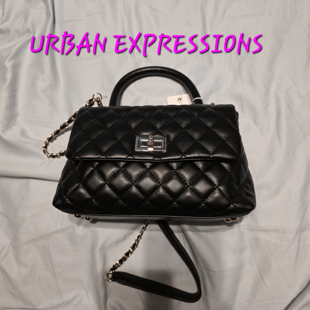 Urban Expressions Black Quilted Small Handle Crossbody Bag
